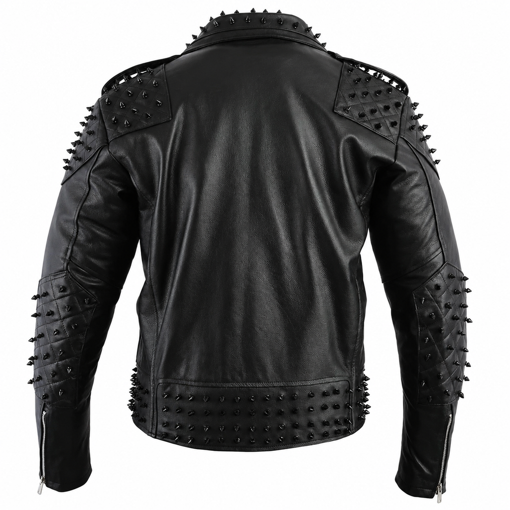 Men’s Black Studded Leather Biker Jacket