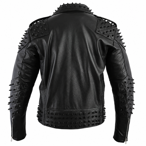 Men’s Black Studded Leather Biker Jacket