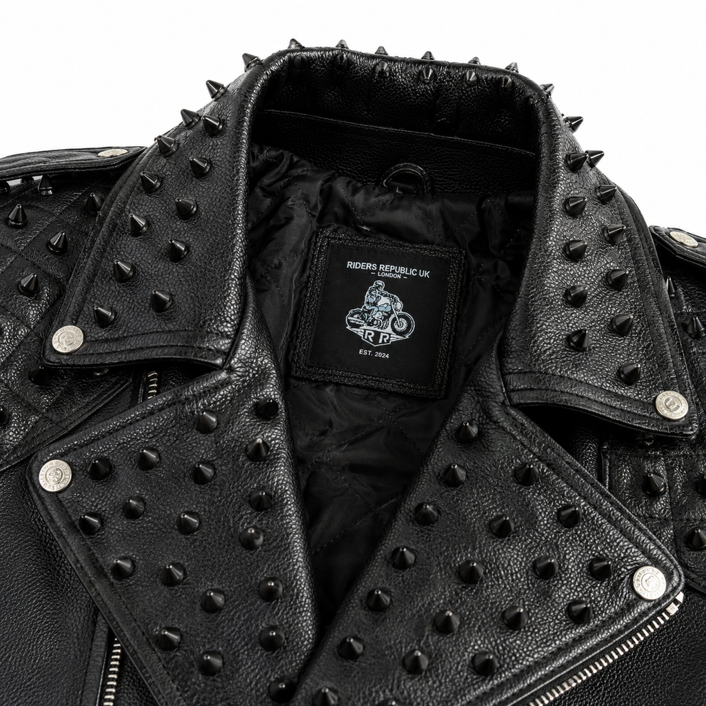 Men’s Black Studded Leather Biker Jacket