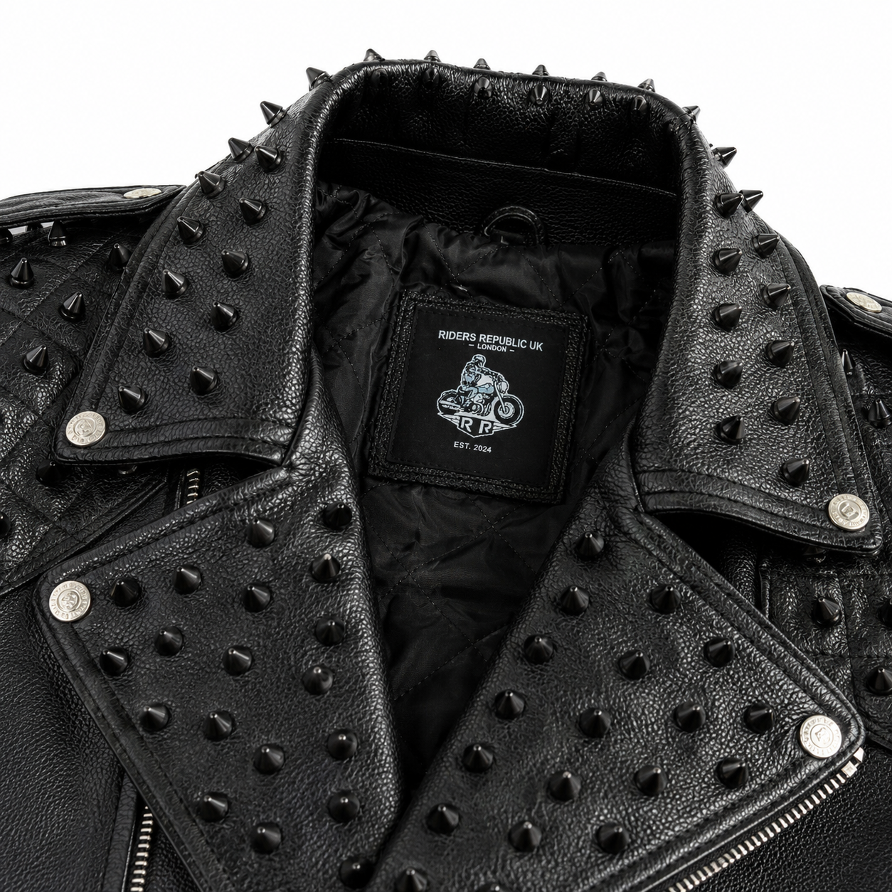 Men’s Black Studded Leather Biker Jacket