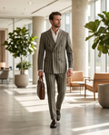 The Executive Stripe: Men’s Slim-Fit Wool-Blend Double-Breasted Suit