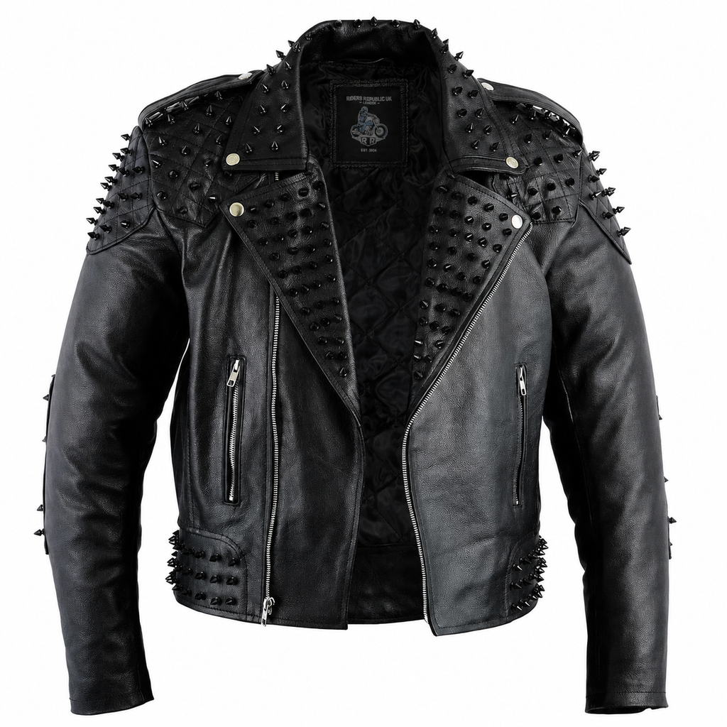Men’s Black Studded Leather Biker Jacket