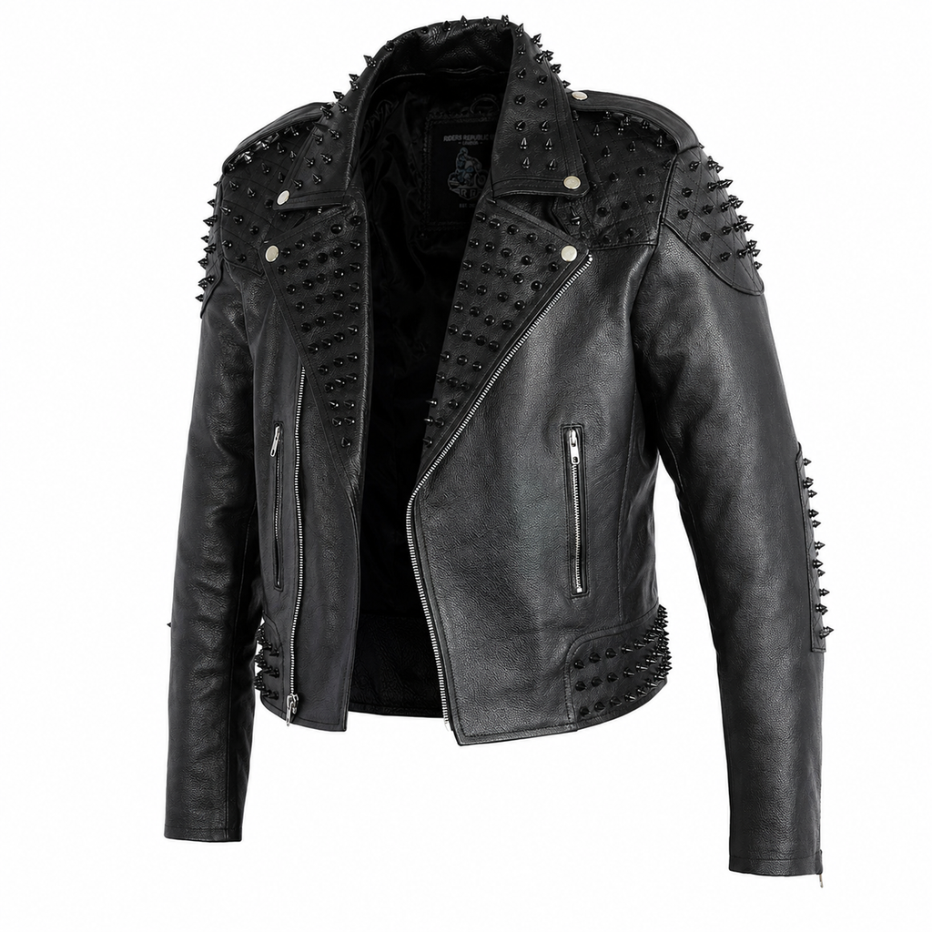 Men’s Black Studded Leather Biker Jacket