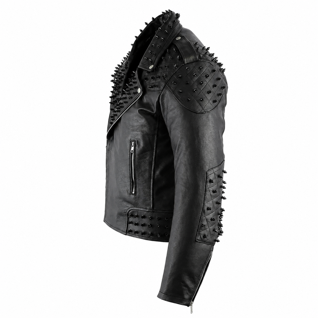 Men’s Black Studded Leather Biker Jacket