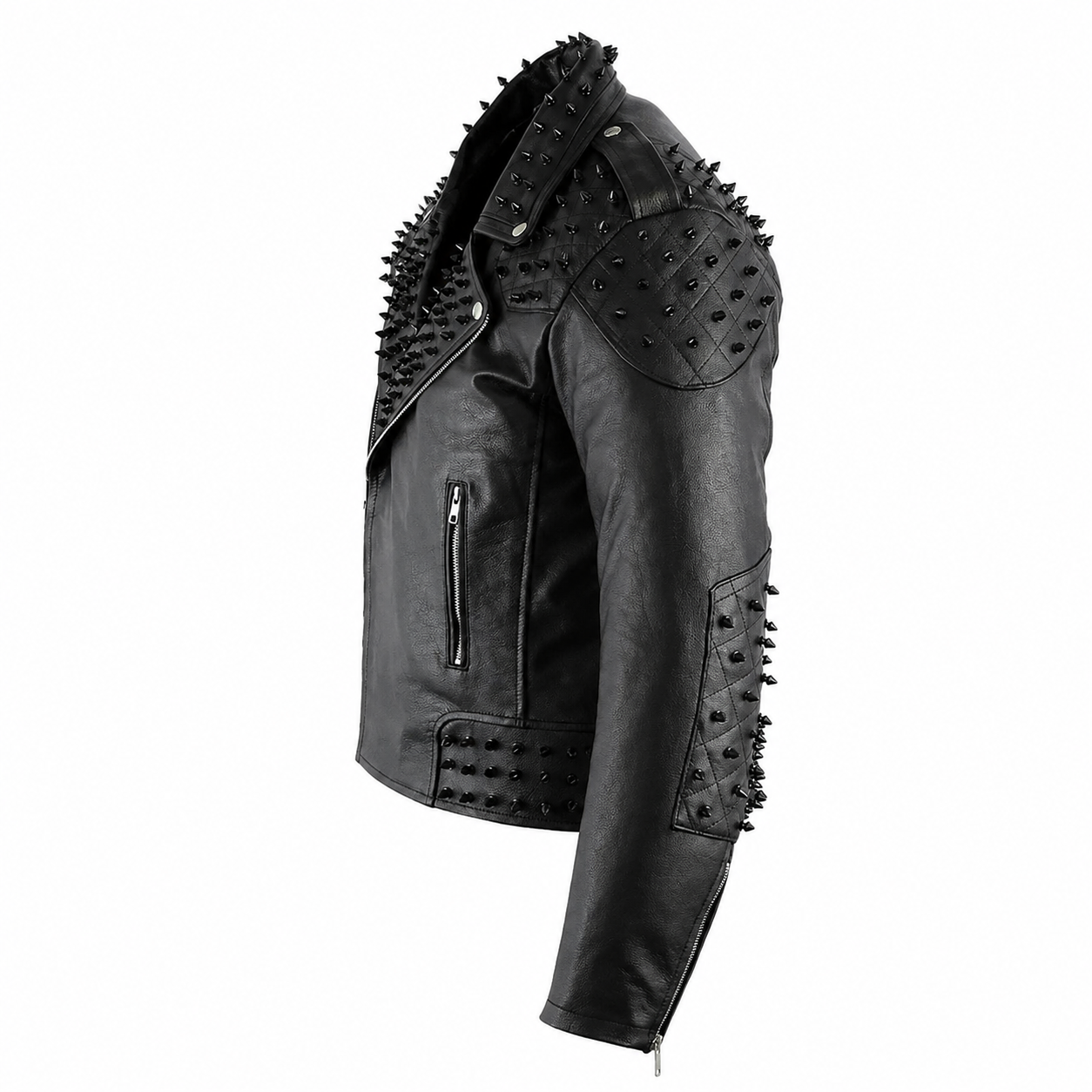 Men’s Black Studded Leather Biker Jacket