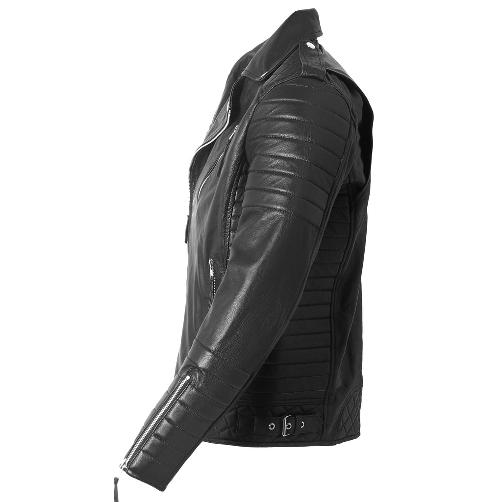 Men’s Black Sheepskin Leather Biker Jack