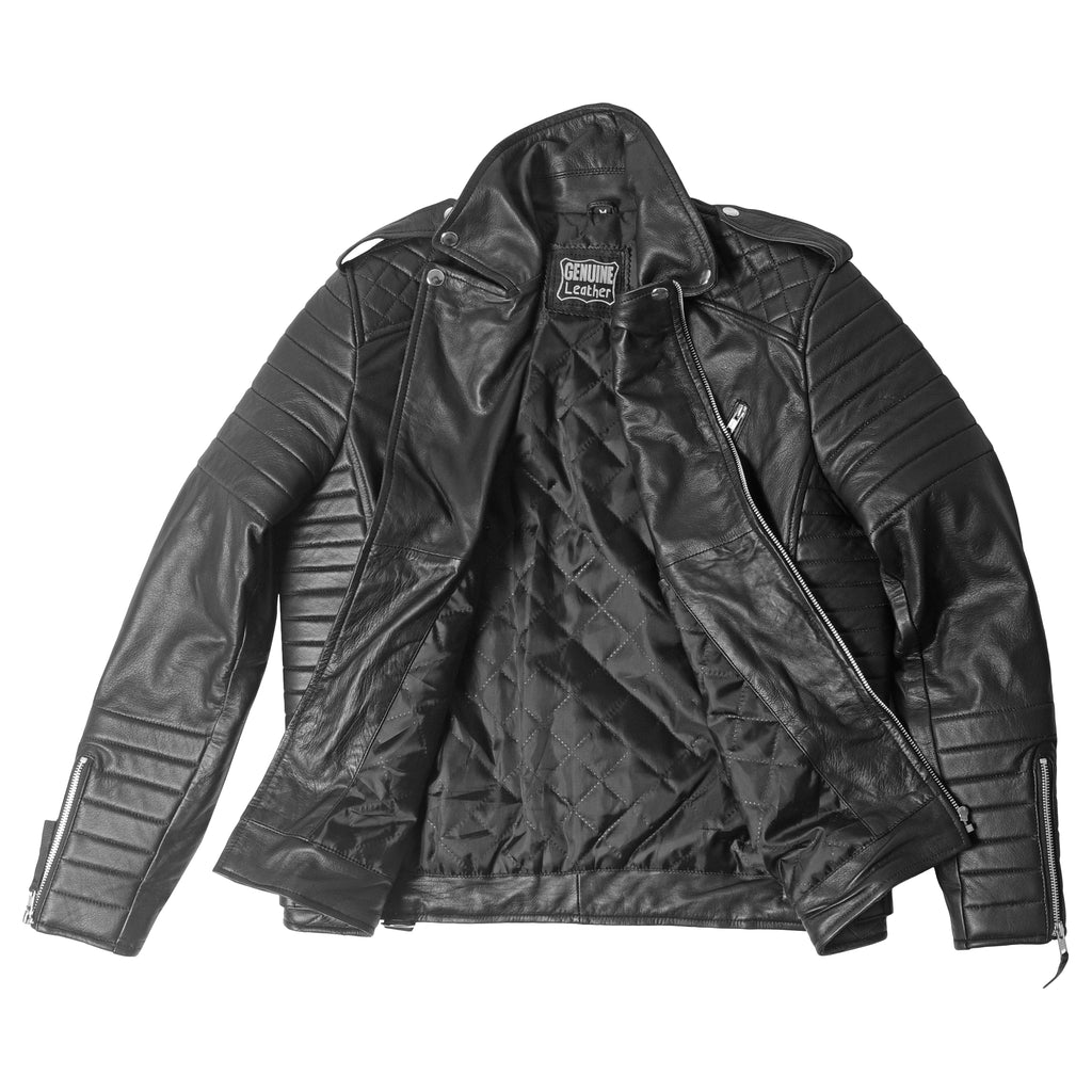 Men’s Black Sheepskin Leather Biker Jack