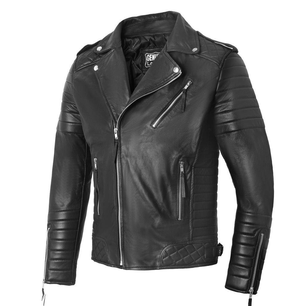 Men’s Black Sheepskin Leather Biker Jack