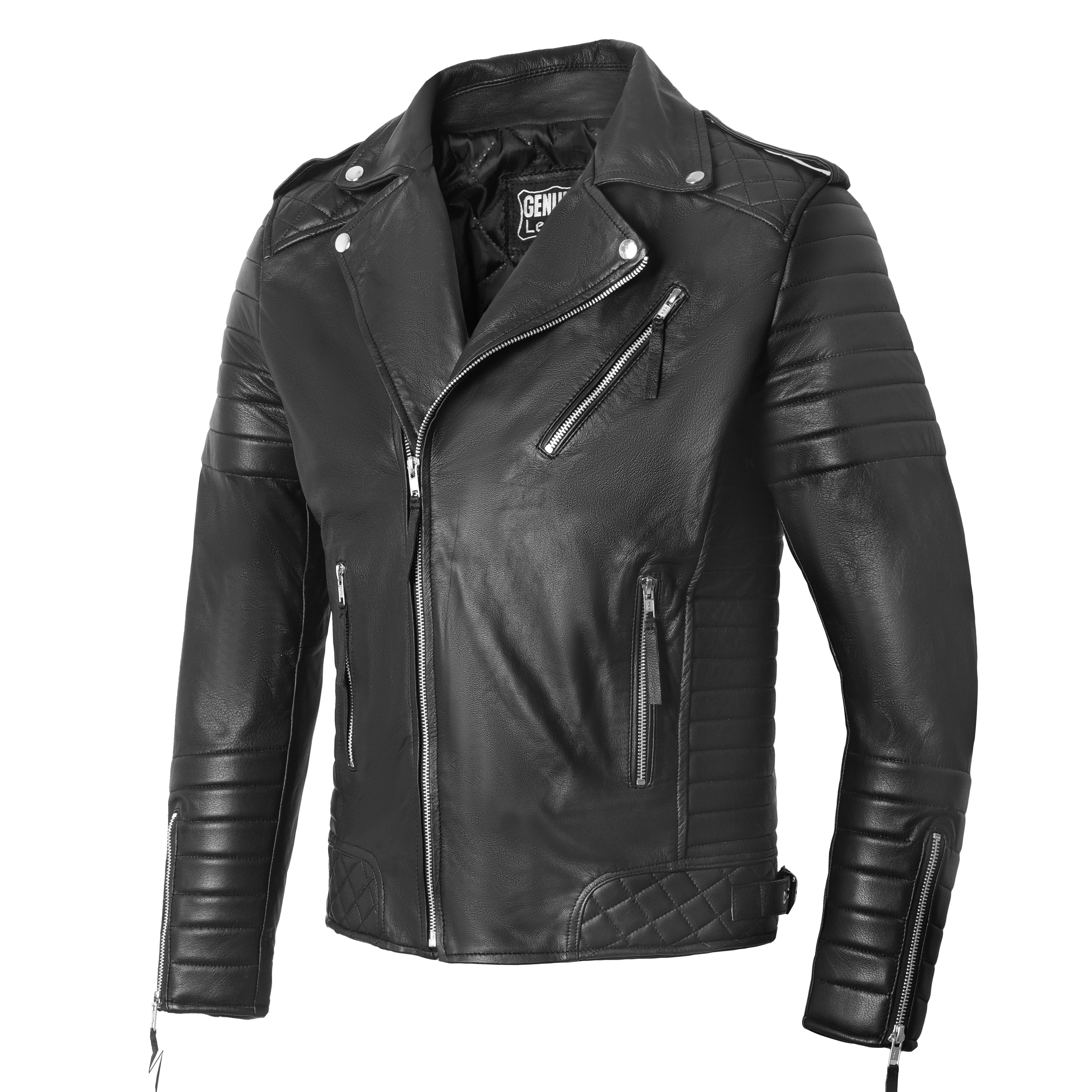 Men’s Black Sheepskin Leather Biker Jack