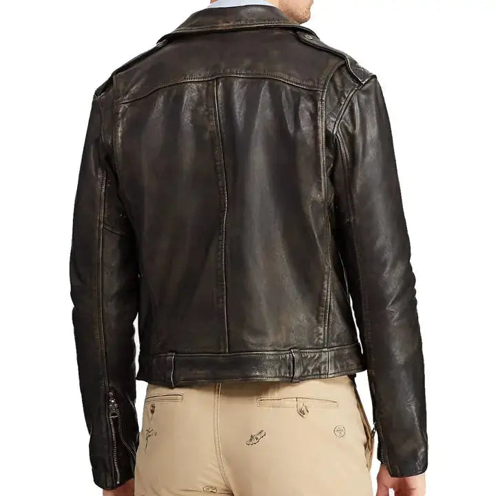 Men’s Iconic Cowhide Leather Biker Motorcycle Jacket